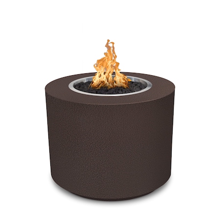 The Outdoor Plus 30 Round Beverly Fire Pit, Powder Coated Metal, Copper Vein, Spark Ignition w/Flame Sense, Liq. Propane OPT-30PCBFSEN-CPV-LP